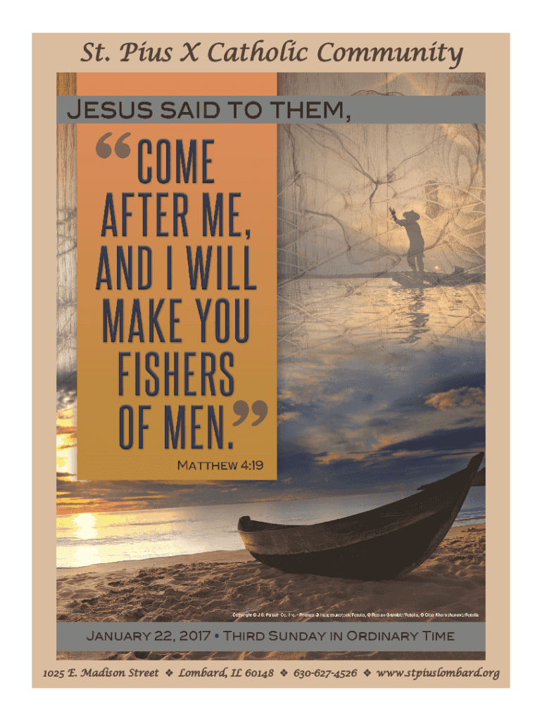 Fillable Online St Pius X Church Mass Times Lombard, Illinois Fax