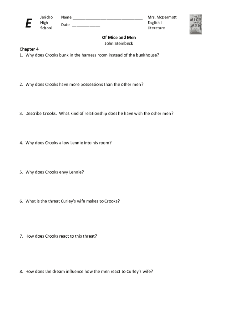 Fillable Online Of Mice and Men John Steinbeck Chapter 4 Fax Email Print - pdfFiller