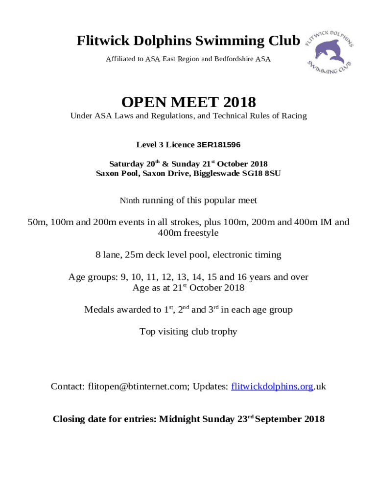 Central Beds Swim Squad Doc Template pdfFiller