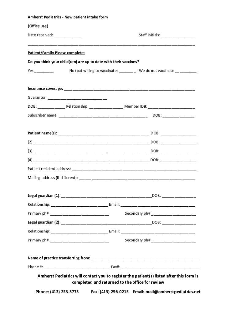 Fillable Online Pediatrician Williamsville, NY Amherst Pediatrics