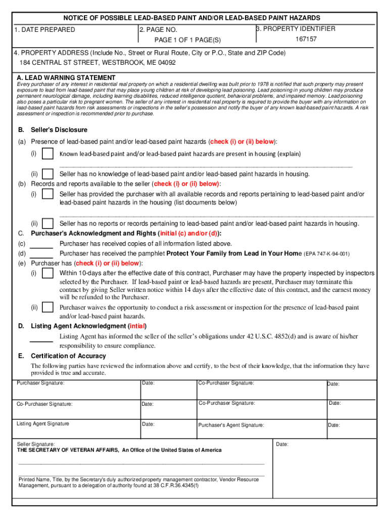 Fillable Online Lead based paint and lead based paint hazards