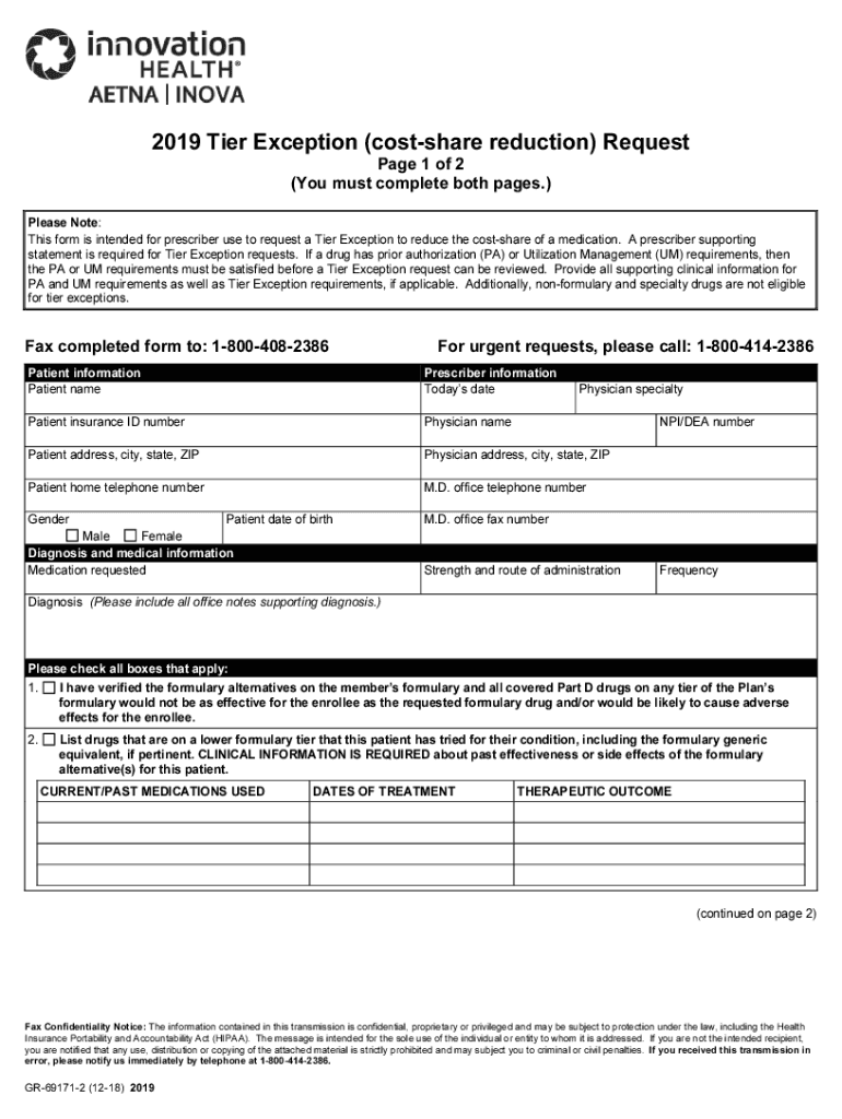 Fillable online tier exception member request form fax email print