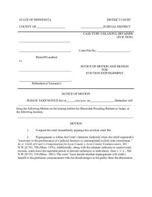 Eviction Expungement Motion Form