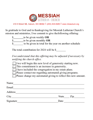 Fillable Online Growing In Giving - Messiah Lutheran Church Fax Email ...