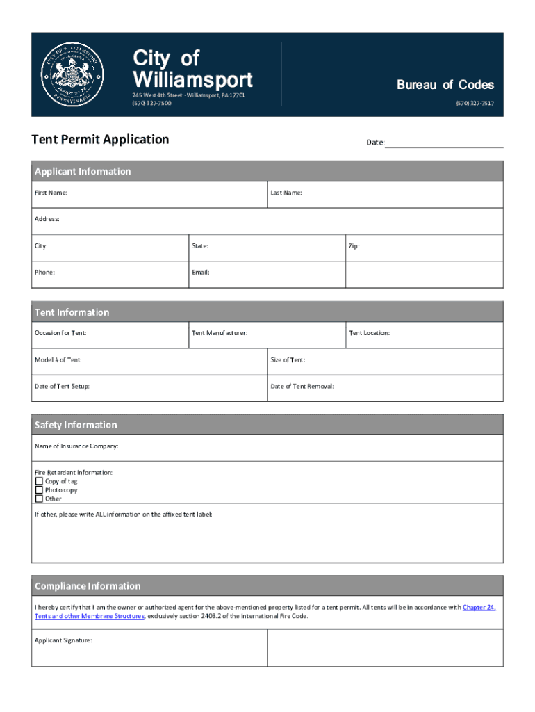 Williamsport Bureau of Police Forms Preview on Page 1
