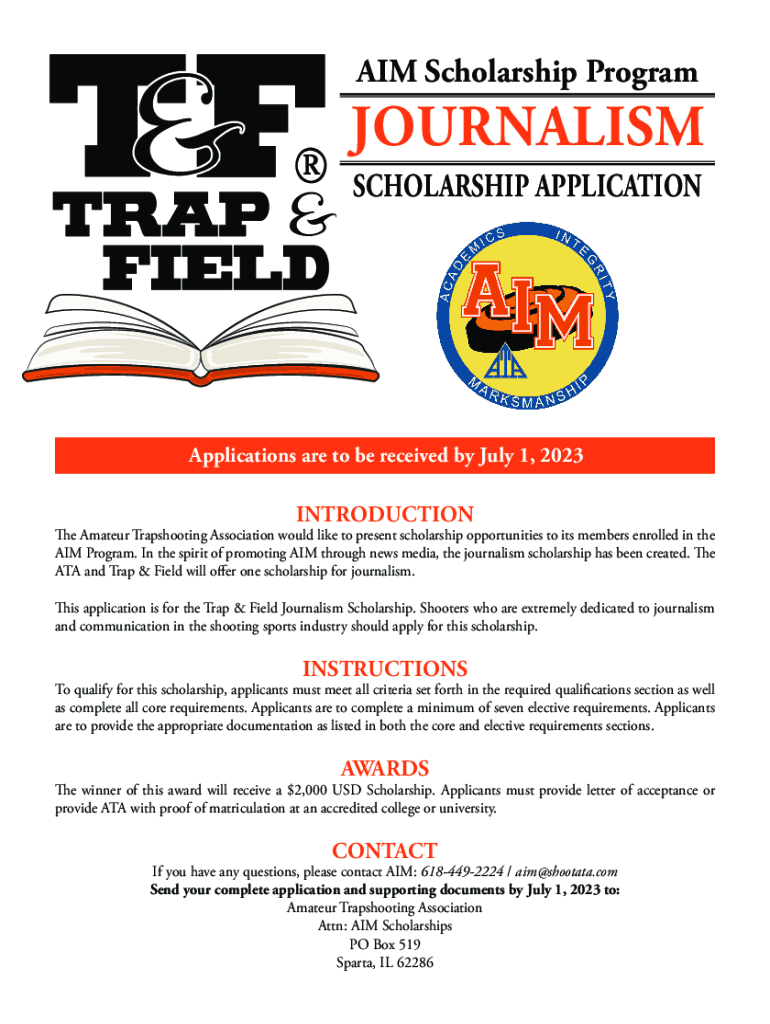 Fillable Online Full Scholarship details and... AIM Trapshooting Fax