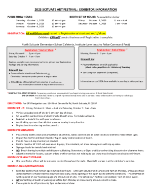 Scituate Art Festival - Exhibitor Instructions