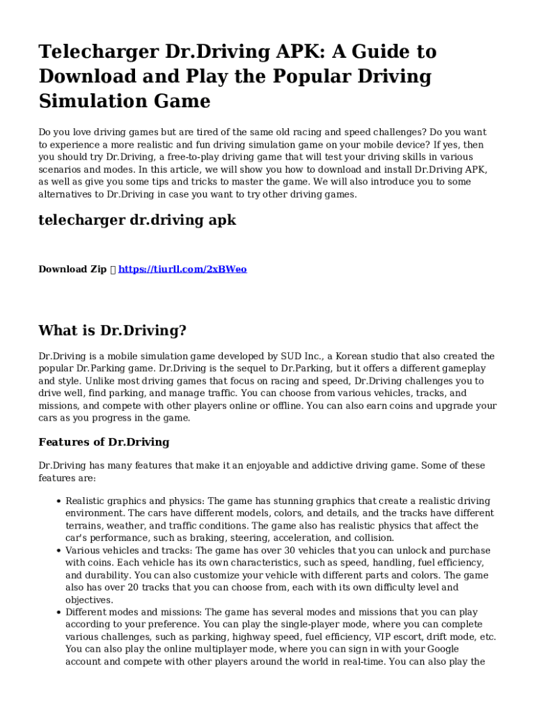 Fillable Online Download Dr. Driving APK for Android free latest