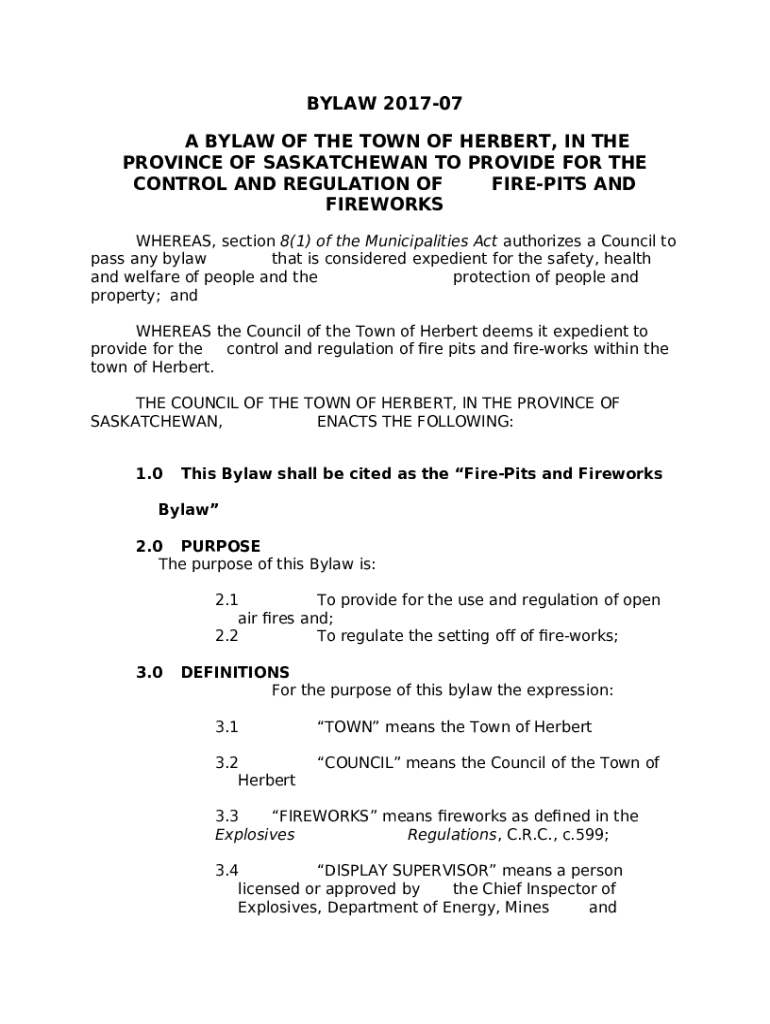 Open Outdoor Fire Bylaw Doc Template pdfFiller