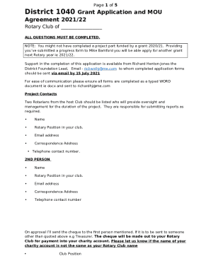 District Grant Application 2022-2023 Rotary Year