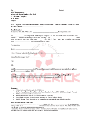 To, Dated: KYC Department Maverick Share Brokers Pvt ...