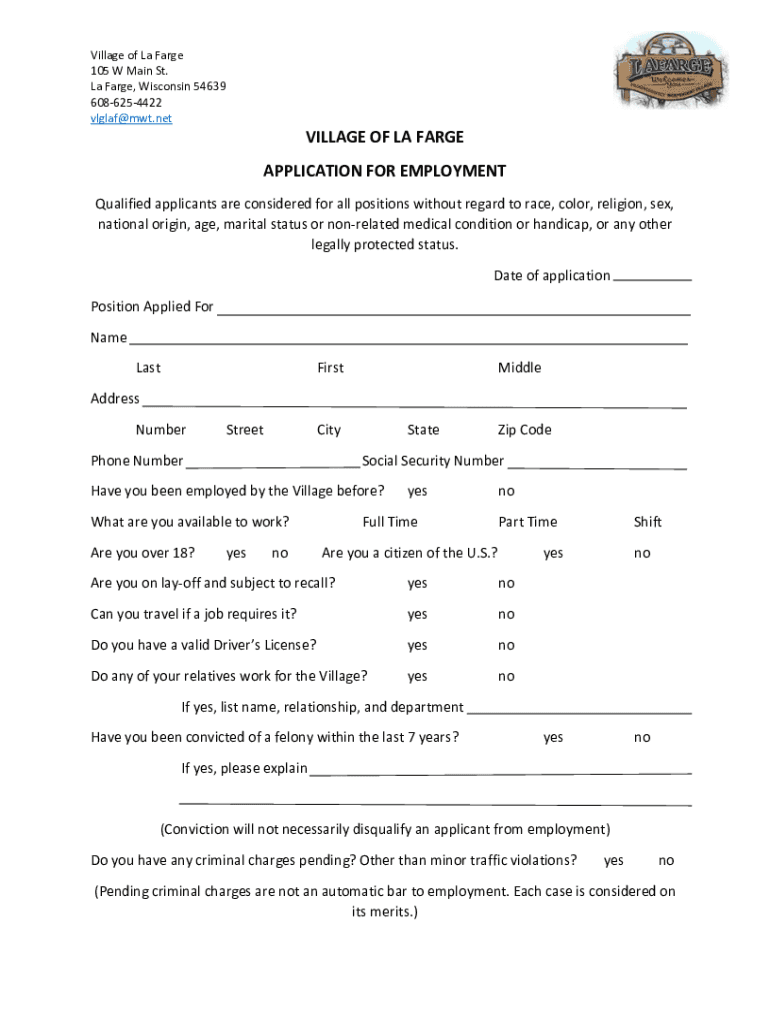 Fillable Online La Farge Police Department Fax Email Print pdfFiller