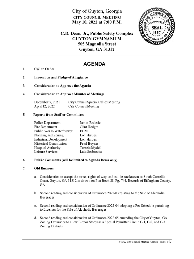 Fillable Online EFFINGHAM COUNTY and the CITIES of Guyton, Rincon