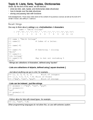 Fillable Online Python data structures: a guide to lists, sets, tuples ...