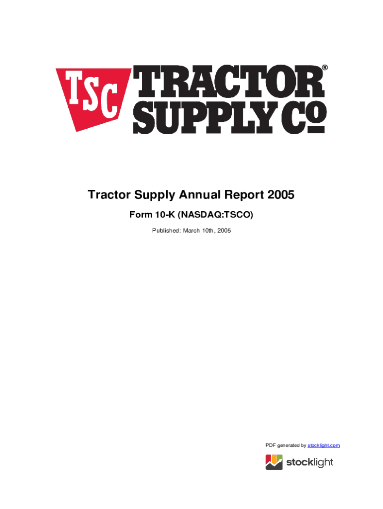 Fillable Online Tractor Supply Co (TSCO) SEC Filing 10K Annual Report