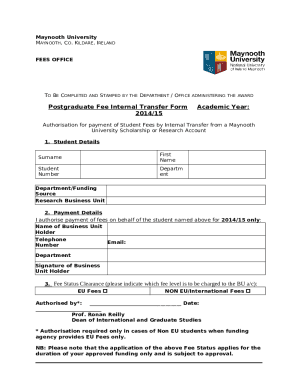 PG Fees Transfer Form - Hume scholars
