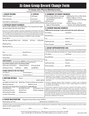 Al-Anon Group Change Form