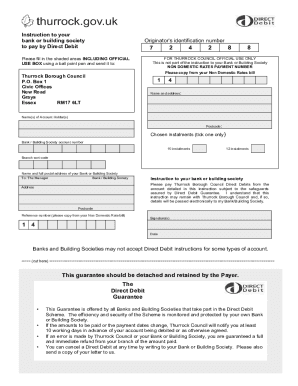 Direct Debit form: rents