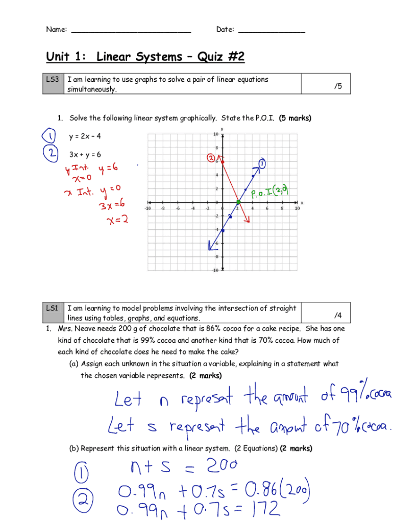 Fillable Online Linear SystemsQuiz 2 Fax Email Print pdfFiller