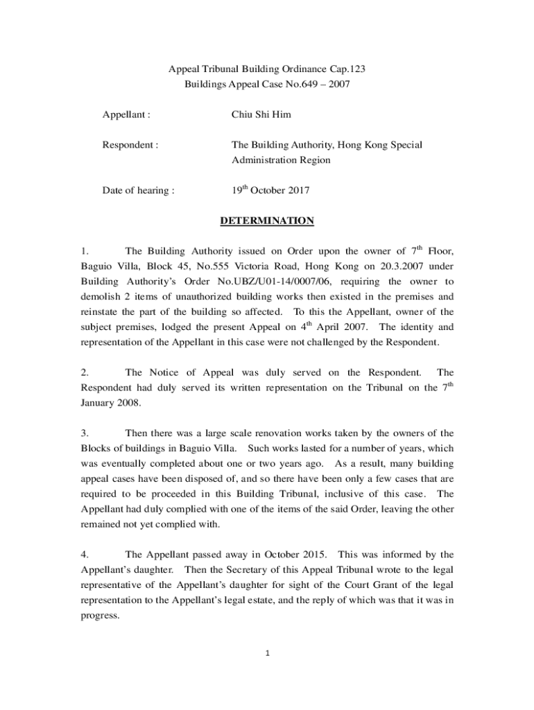 Fillable Online Buildings Appeal Case No Fax Email Print pdfFiller