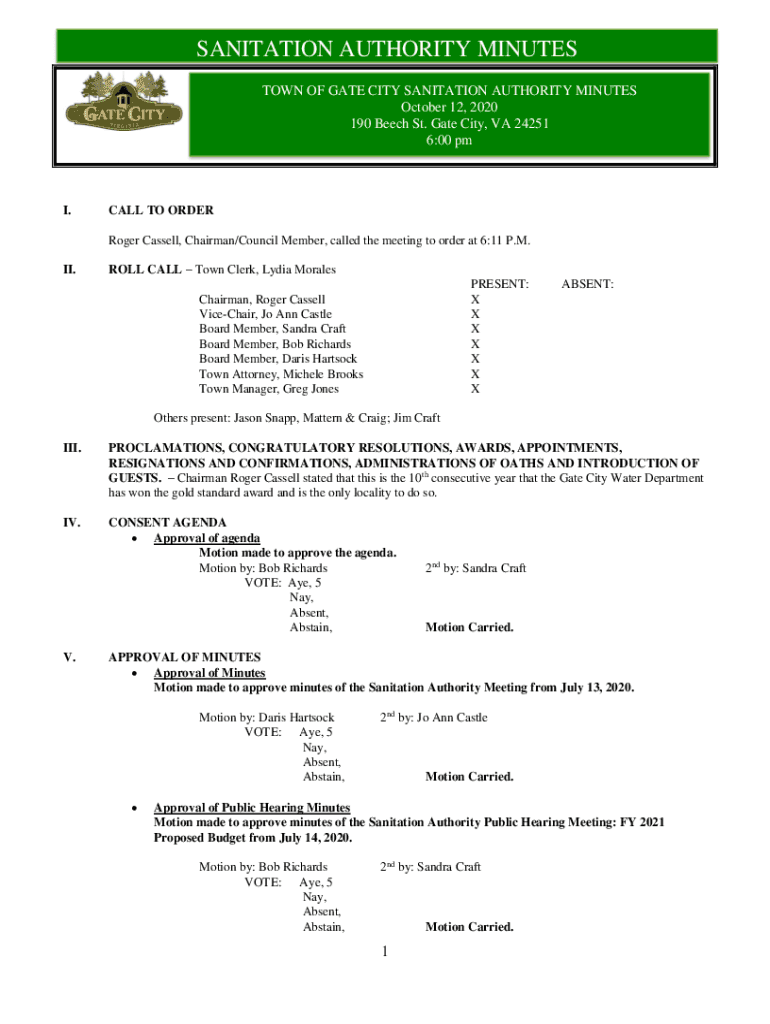Fillable Online Sanitation AuthorityGate City, VA Fax Email Print