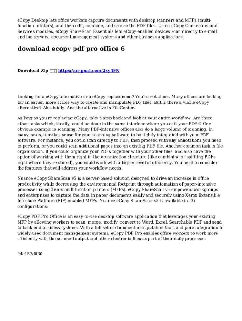 Fillable Online eCopy Desktop Download It enables office workers to