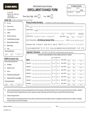 Delta Dental Change Form