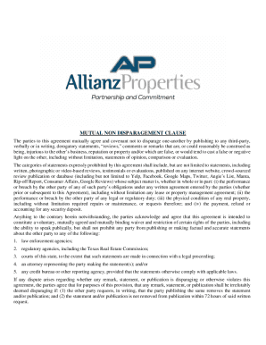 Mutual Non-Disparagement Clause Sample Clauses