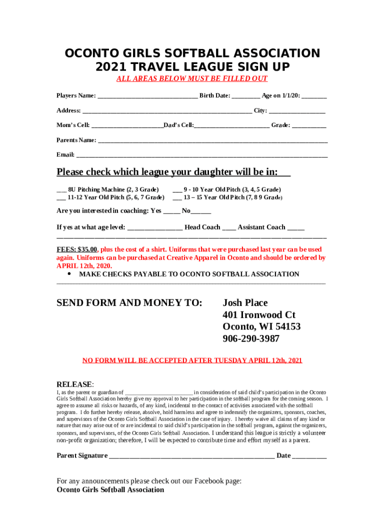 Antonia Baseball and Softball AssociationHome Doc Template pdfFiller