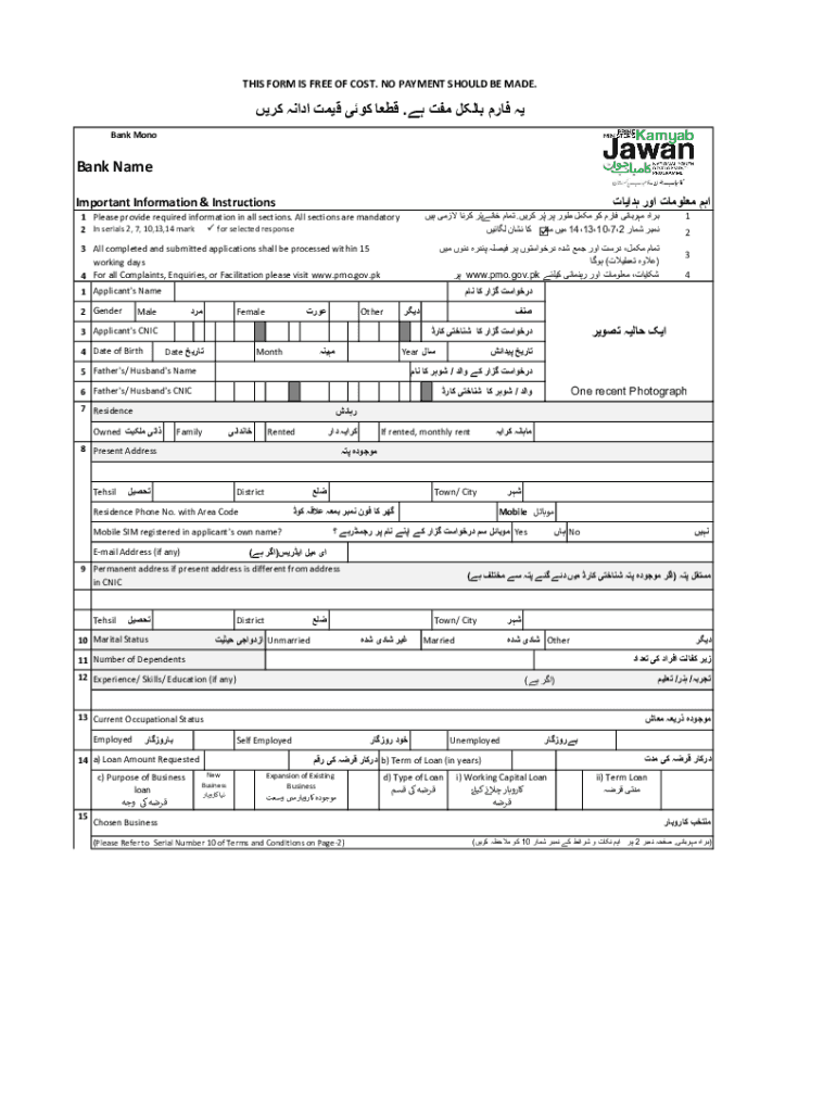 Fillable online kamyab jawan program form xlsx fax email print pdffiller