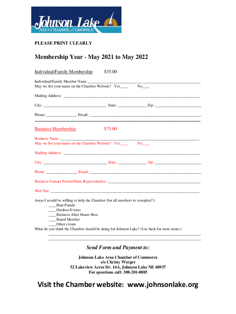 Fillable Online Membership Application Candor Chamber of Commerce Fax