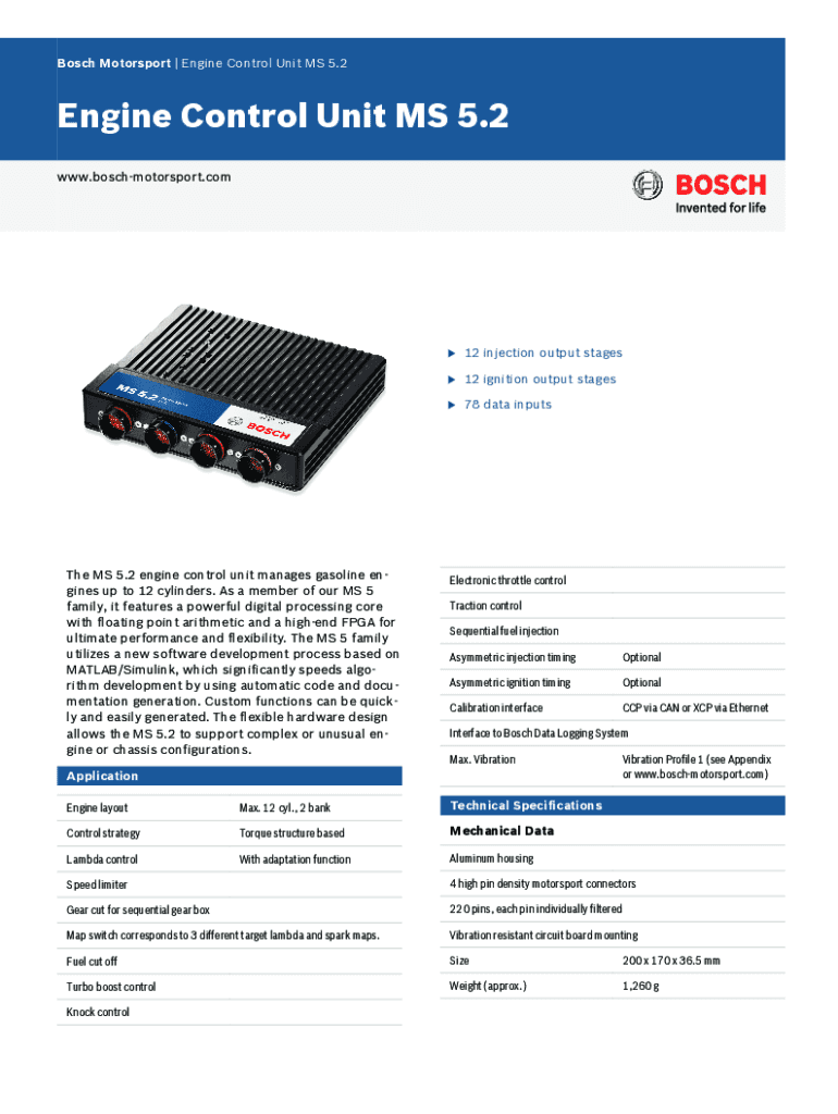 Fillable Online (PDF) Bosch Motorsport Equipment for High Performance
