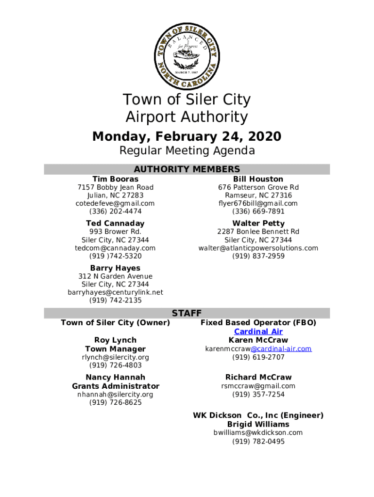 Town of Siler City Airport Authority Doc Template pdfFiller