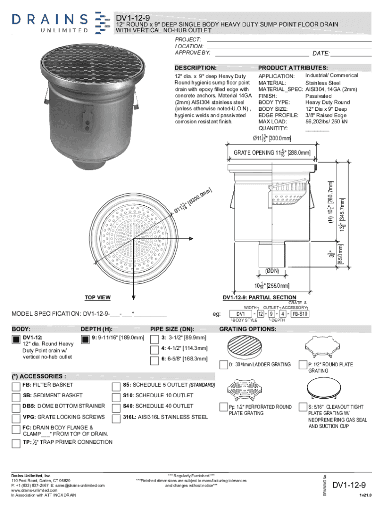 Fillable Online 9" Round w/C.I. Heavy Duty Tractor Grate & Deep Body Fax Email Print pdfFiller
