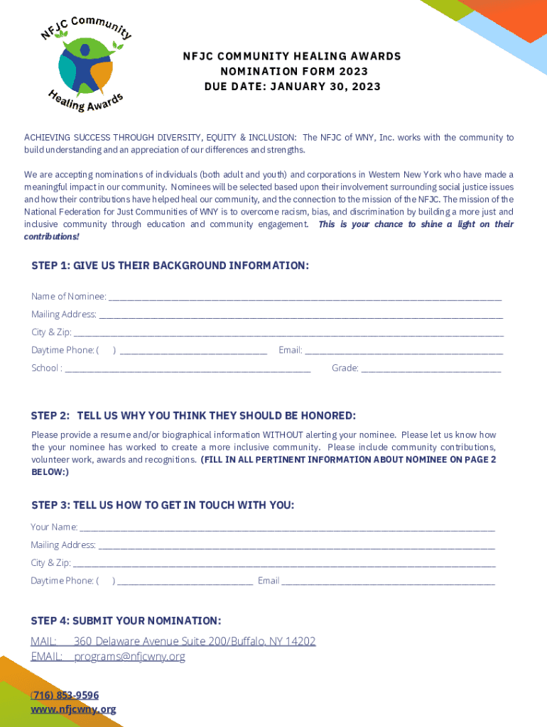Fillable Online nfjc 2024 community hope awards sponsorship form Fax ...