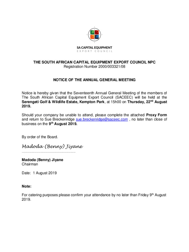 Fillable Online the south african capital equipment export council npc