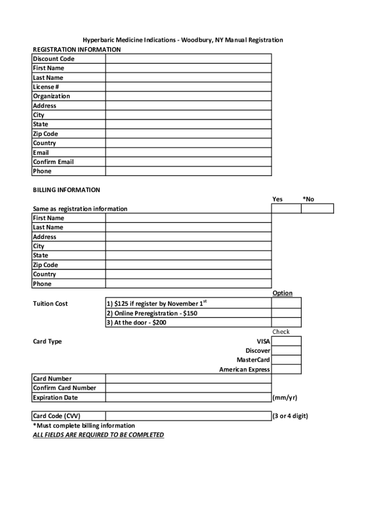Fillable Online Hyperbaric Medicine Indications Manual, 15th Edition