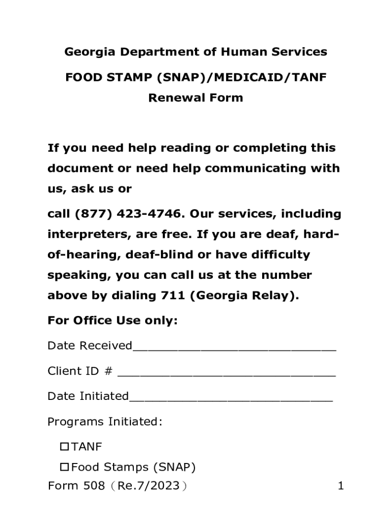 Fillable Online Form 508(Re.7/2023) 1 Department of Human