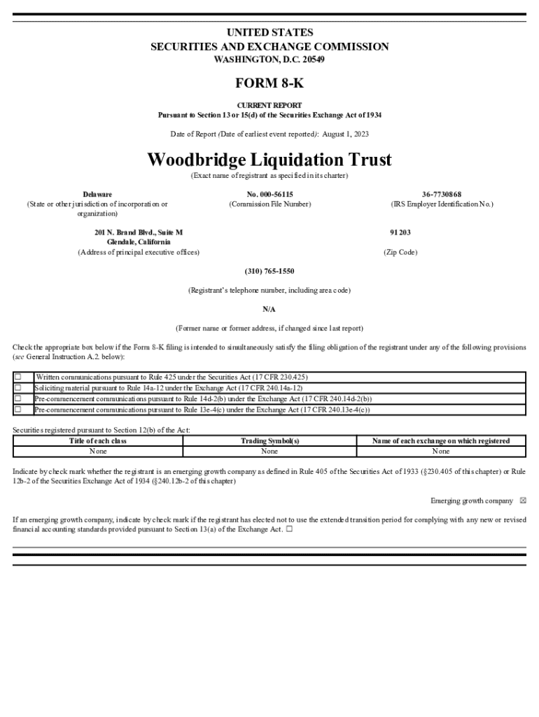 Woodbridge Liquidation When Will Money Be Distributed 2024 Fillable Online On August 1, 2023, Woodbridge Liquidation Trust (the