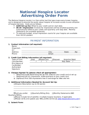 National Hospice Locator Advertising Order Form
