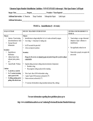 Rehabilitation Protocol for Arthroscopic Rotator Cuff Repair