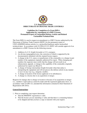 Form DSP-6 Application for Amendment of a DSP-5 License