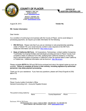 IRS W-9 Form Request Letter