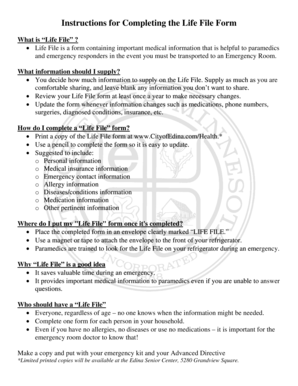 Life File Medical Information Form