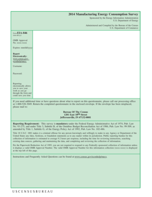 2014 Manufacturing Energy Consumption Survey Form EIA-846