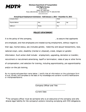 Montana Equal Employment Submission Form