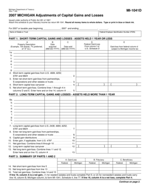Michigan Capital Gains and Losses Adjustment Form