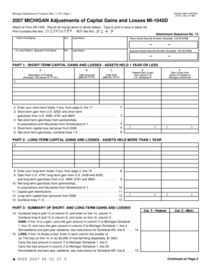 Michigan Capital Gains and Losses Form
