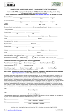 Michigan Homebuyer Assistance Grant Application