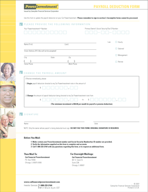 Payroll Deduction Form for Cat PowerInvestment